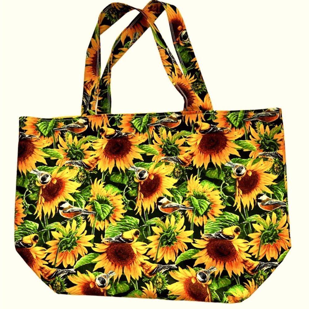 Handmade Tote Bag Colorful Sunflower Fabric All Purpose Carry Shoulder Purse - Picture 4 of 5